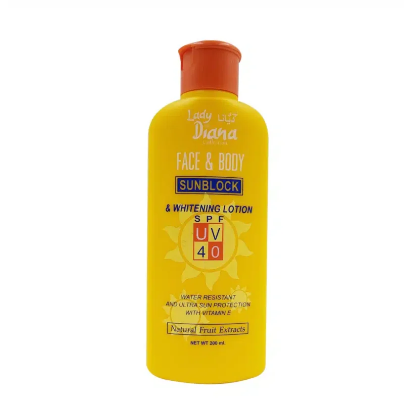 Lady Diana Face & Body Sunblock & Whitening Lotion SPF 40 200ml Lady Diana Face & Body Sunblock & Whitening Lotion SPF 40 200ml