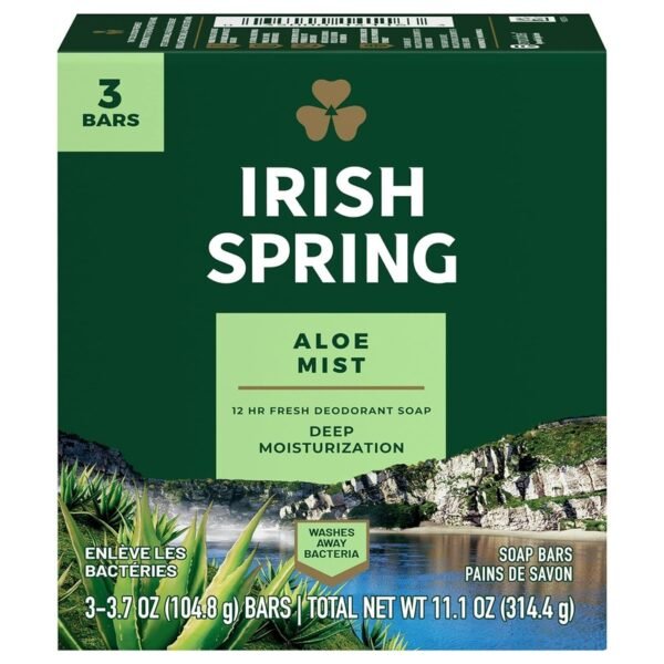 Irish Spring Deodorant Soap Aloe Mist Bar Pack of 3X