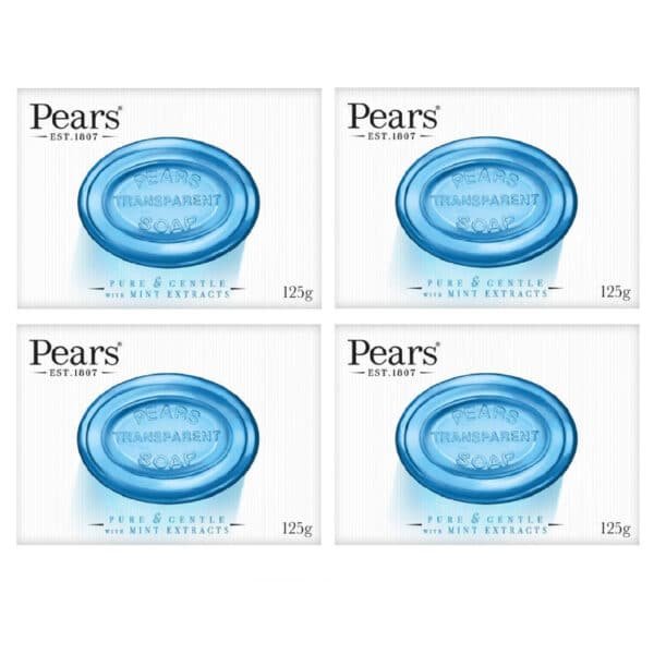 Pears Transparent Soap With GERMISHIELD WITH MINT EXTRACT 125G Pack of 4X