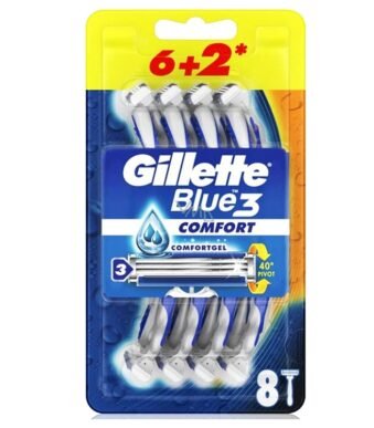 gillette blue3 comfort razor bag 6 + 2