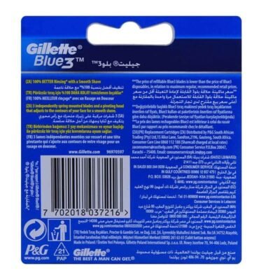 gillette blue3 blade pack of 3's
