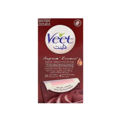 Veet EasyGrip Ready-to-Use Wax Strips with Vitamin E & Chocolate Oil for Sensitive Skin (Red Pack)