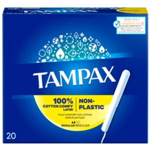 Tampax Non Plastic Regular Tampons Applicator x20