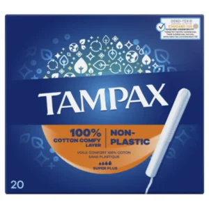 Tampax Non Plastic Super Plus Tampons Applicator x20
