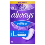 Always Daily Protect Long Pantyliners 46-Pack Odour Lock Lightly Scented Daily Hygiene Protection
