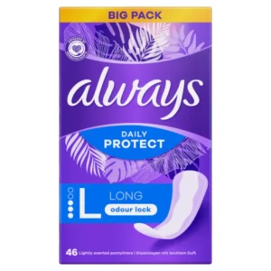 Always Daily Protect Long Pantyliners 46-Pack Odour Lock Lightly Scented Daily Hygiene Protection