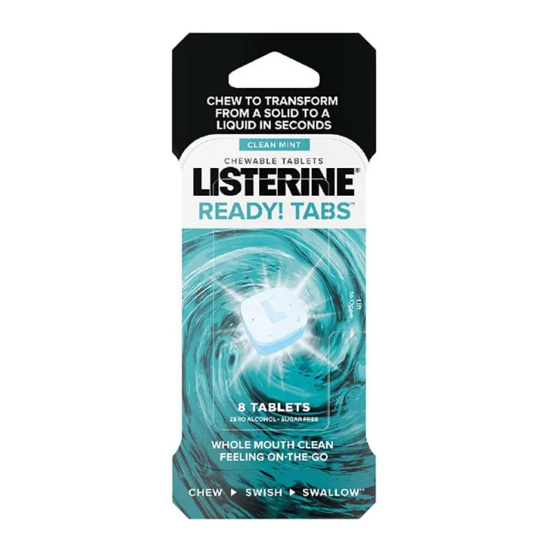 Listerine Shewable Tablets Clean Mint Ready! Tabs-8 Listerine Shewable Tablets Clean Mint Ready! Tabs-8