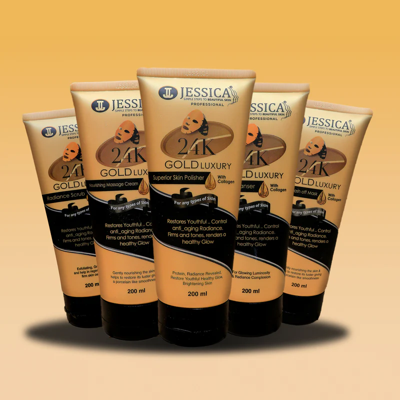 Jessica 24K Gold Luxury With Collogen Facial Kit Pack-5 Jessica 24K Gold Luxury With Collogen Facial Kit Pack-5