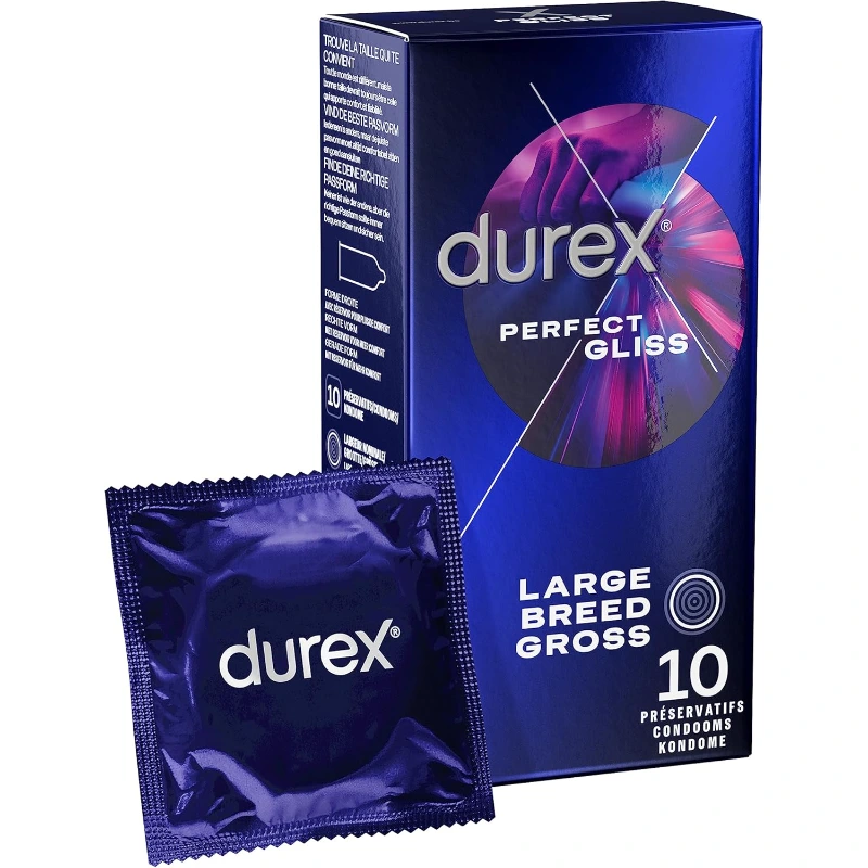 Durex Perfect Gliss Large Breed Gross Condom Pack-10 Durex Perfect Gliss Large Breed Gross Condom Pack-10