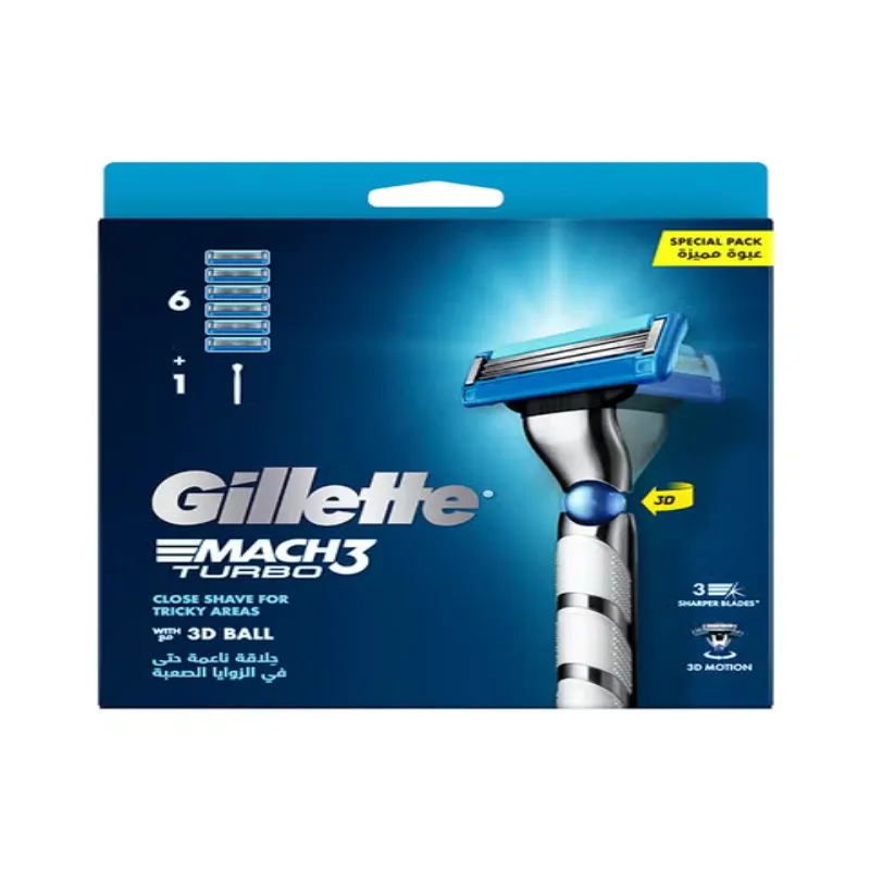 Gillette Mach3 Turbo 3D Ball Razor Handle 6Up